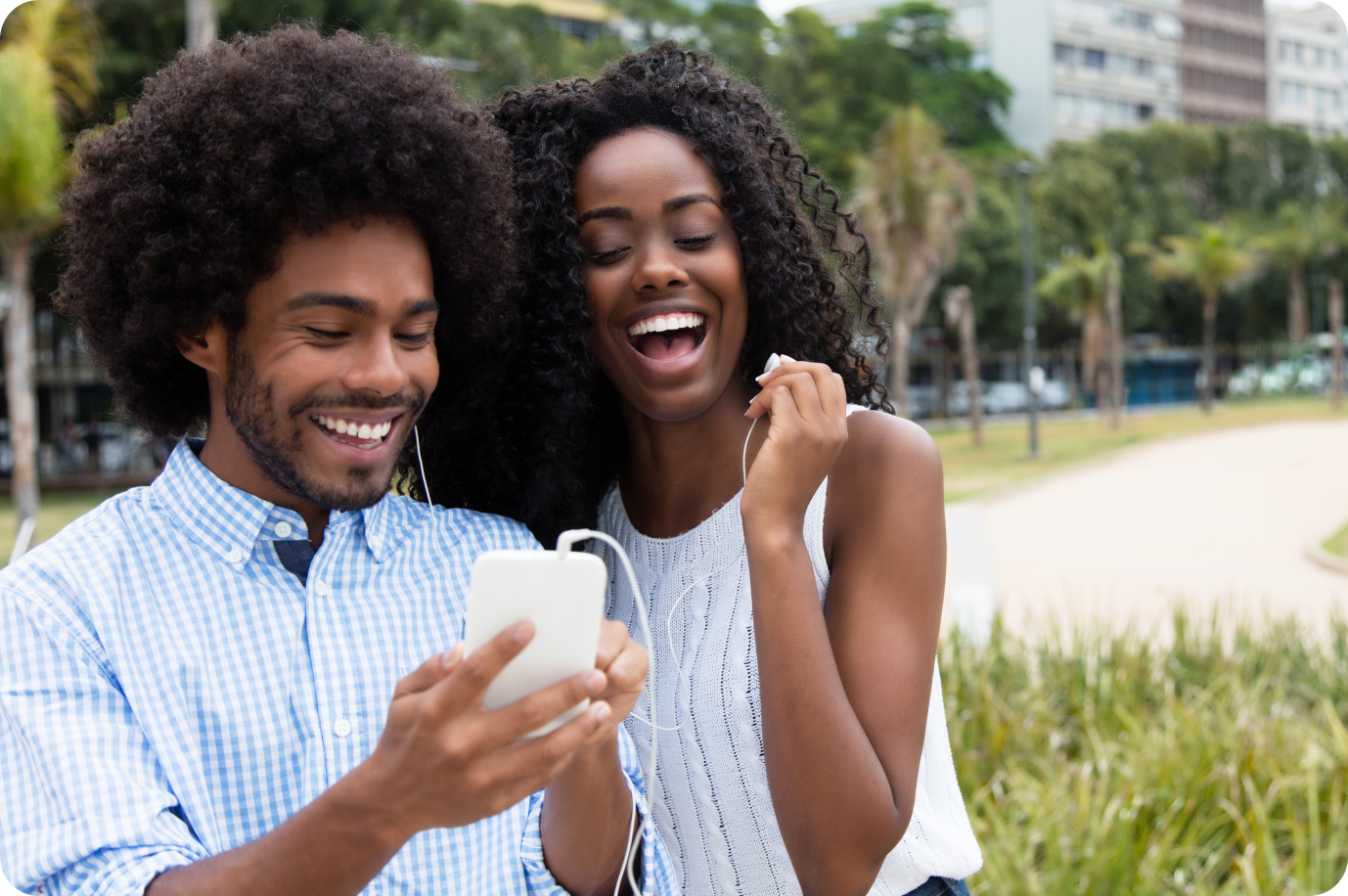 couple watching video on a phone